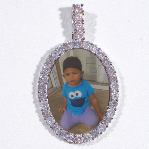 Large 3D Oval Custom Picture Pendant