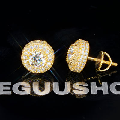 925s VVS1 Moissanite Cluster Halo Earrings In 18K Gold